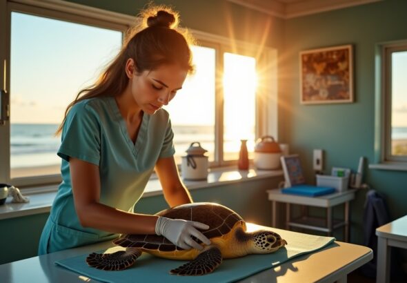 Les soins dévoués de la clinique vétérinaire de la plage au bien-être des tortues marines locales