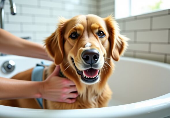 Astuces efficaces pour protéger les oreilles de votre chien de l'eau lors du bain